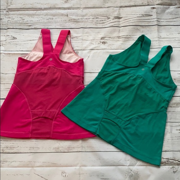 Pair of Lululemon hot pink & emerald tanks - Picture 2 of 7